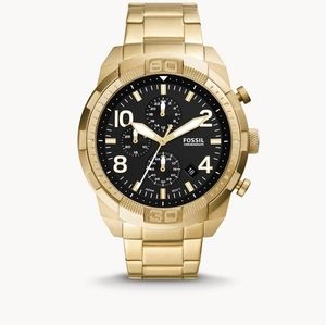 NIB Mens Fossil Bronson Gold Watch
